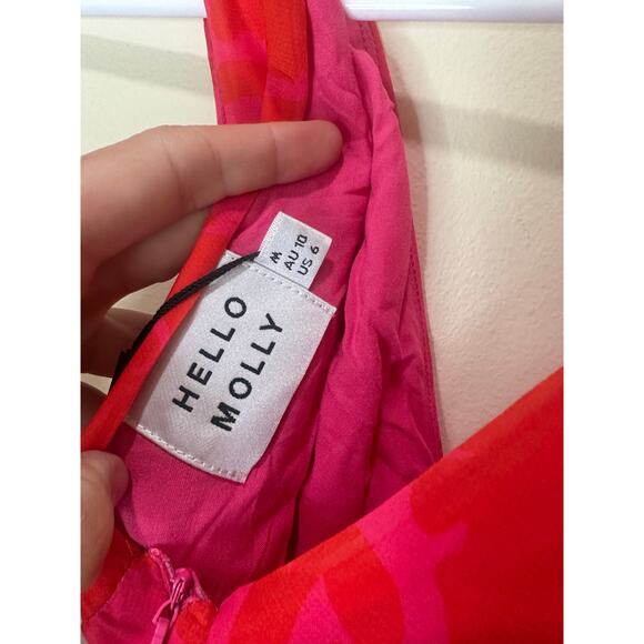 Hello Molly NWT Sz 6 Pink Orange Floral Jodie Midi Tank Dress V Neck - Picture 5 of 8